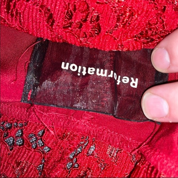 NWT Reformation Aura Dress in Red Silk Lace Detail Size 0 - Picture 8 of 9